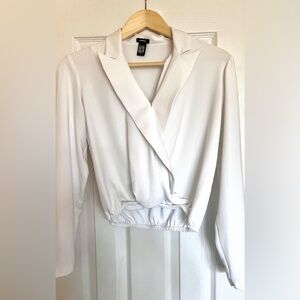 Elegant White Wrap Blouse